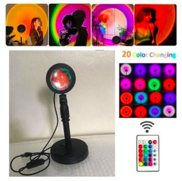 USB Remote Control 20-Color Rainbow Sunset Lamp/Projector Lamp Decor Photography