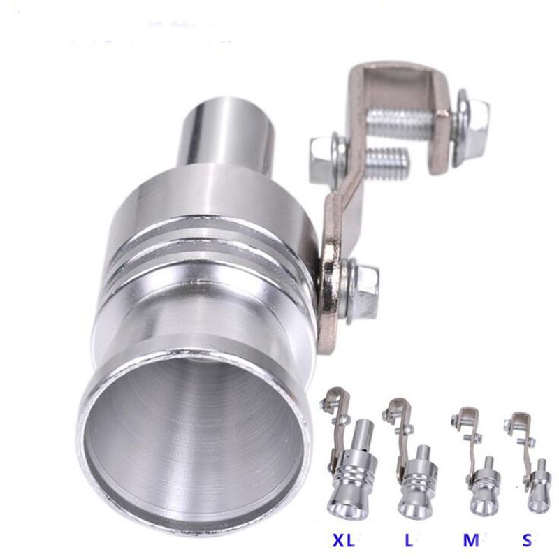 4 Size Universal Car Turbo Sound Simulator Muffler Silver
