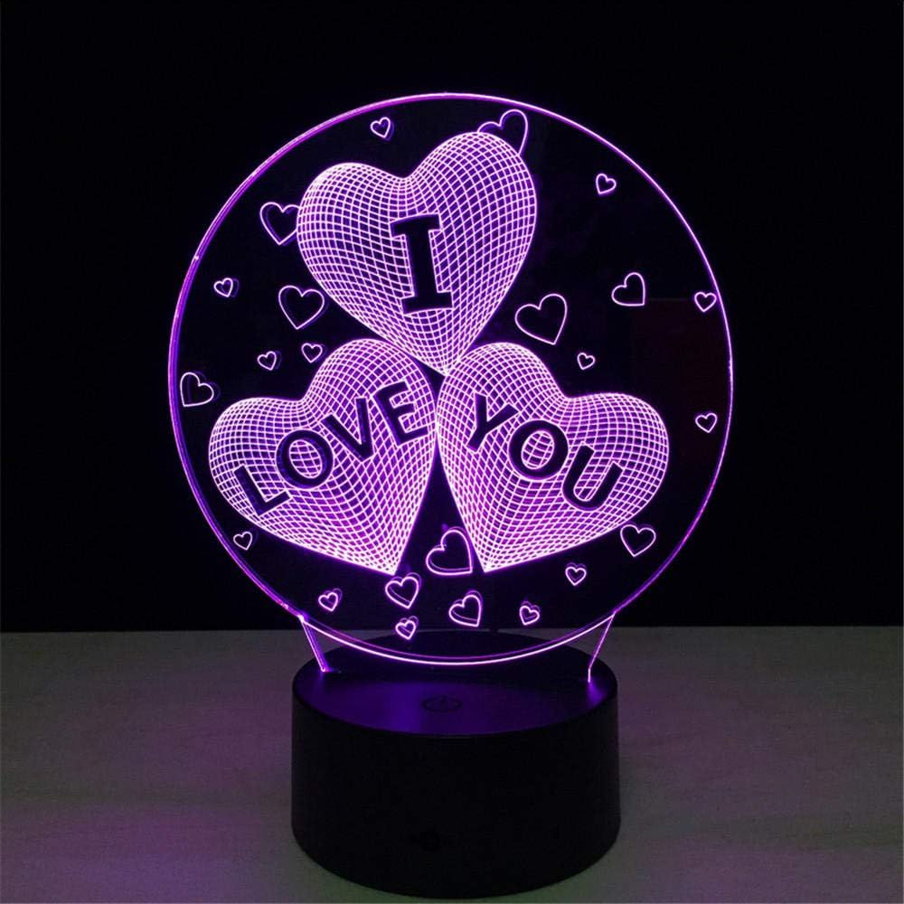Bedside Table Lamps Colorful I Love You Led 3D Vision Night