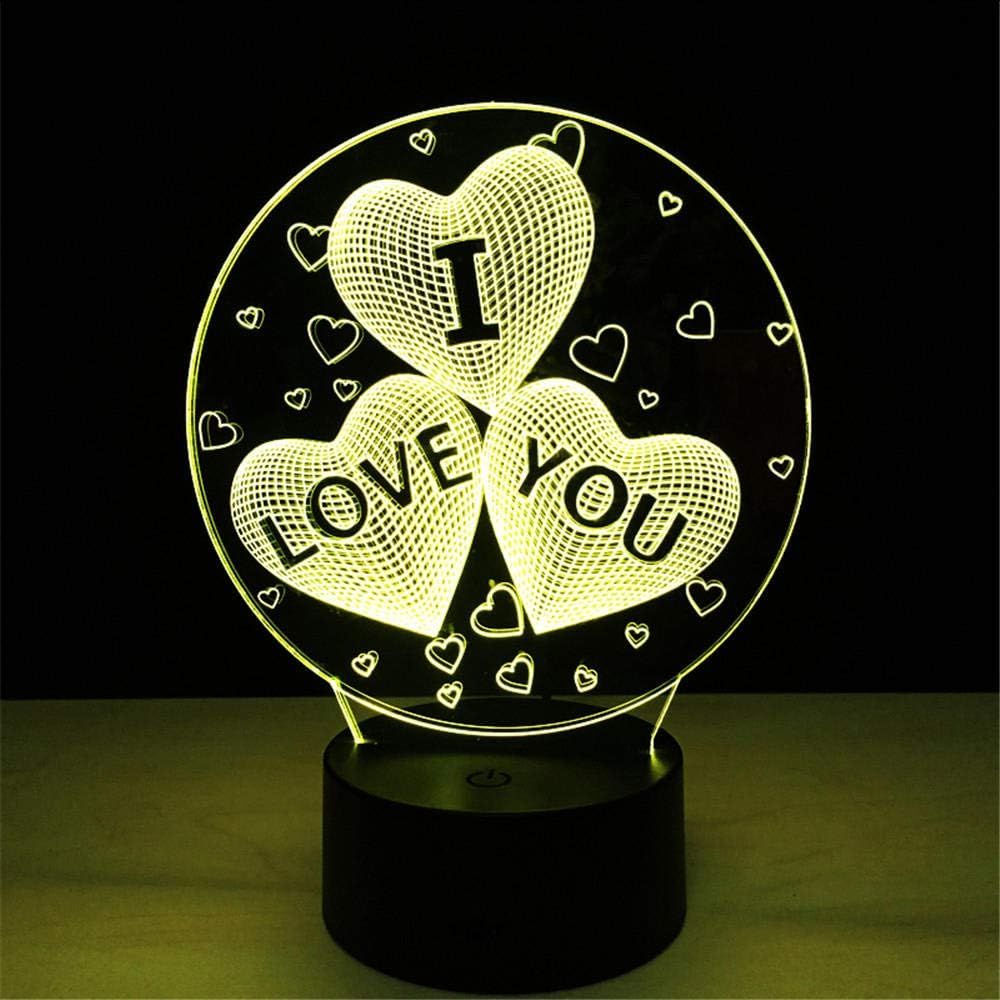 Bedside Table Lamps Colorful I Love You Led 3D Vision Night