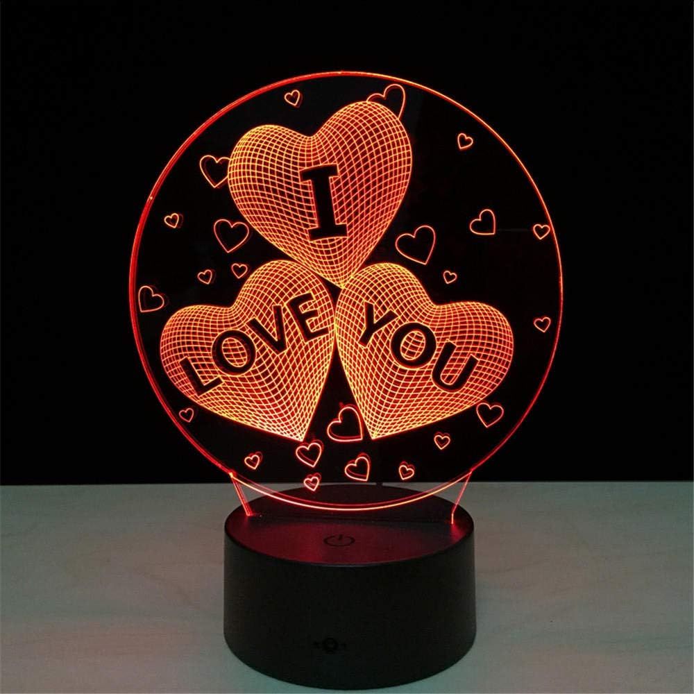 Bedside Table Lamps Colorful I Love You Led 3D Vision Night