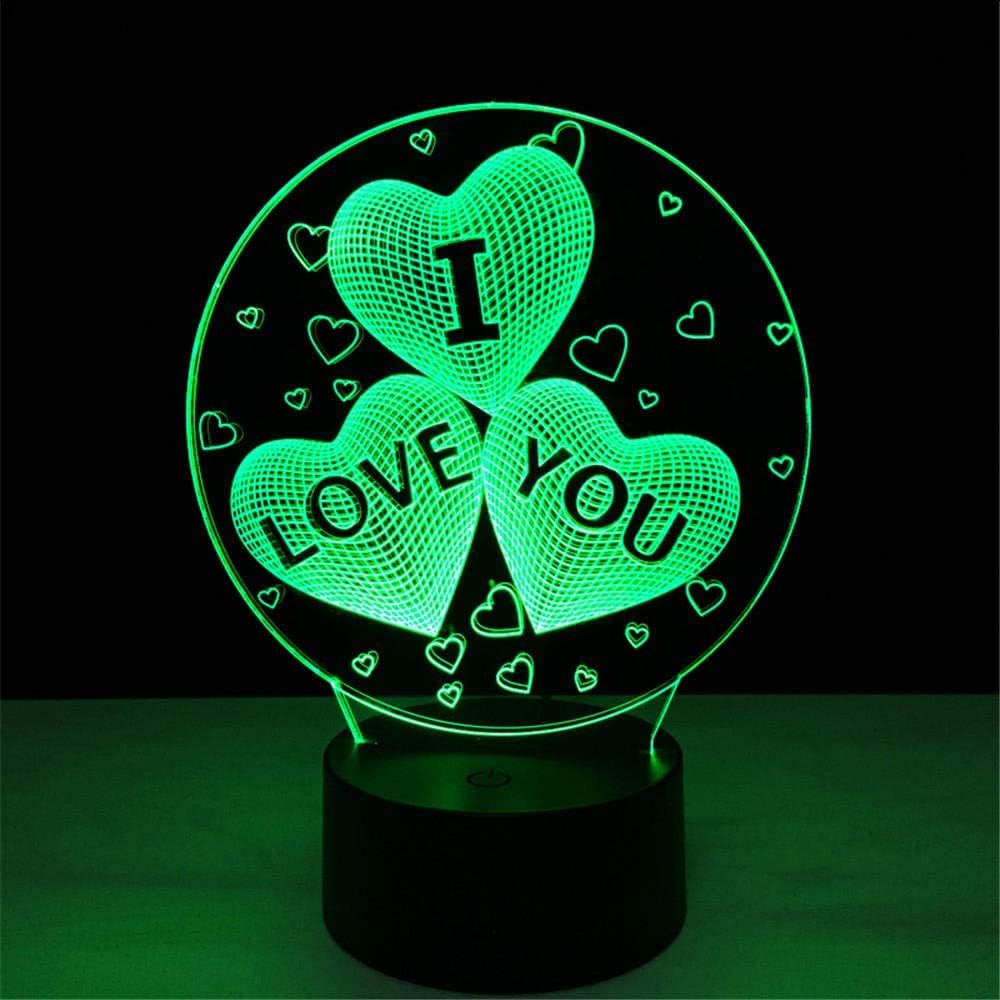 Bedside Table Lamps Colorful I Love You Led 3D Vision Night