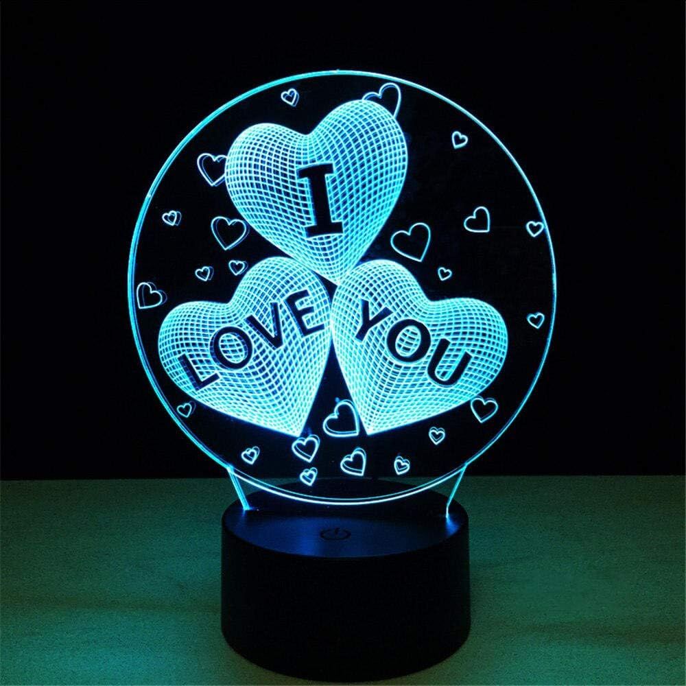 Bedside Table Lamps Colorful I Love You Led 3D Vision Night