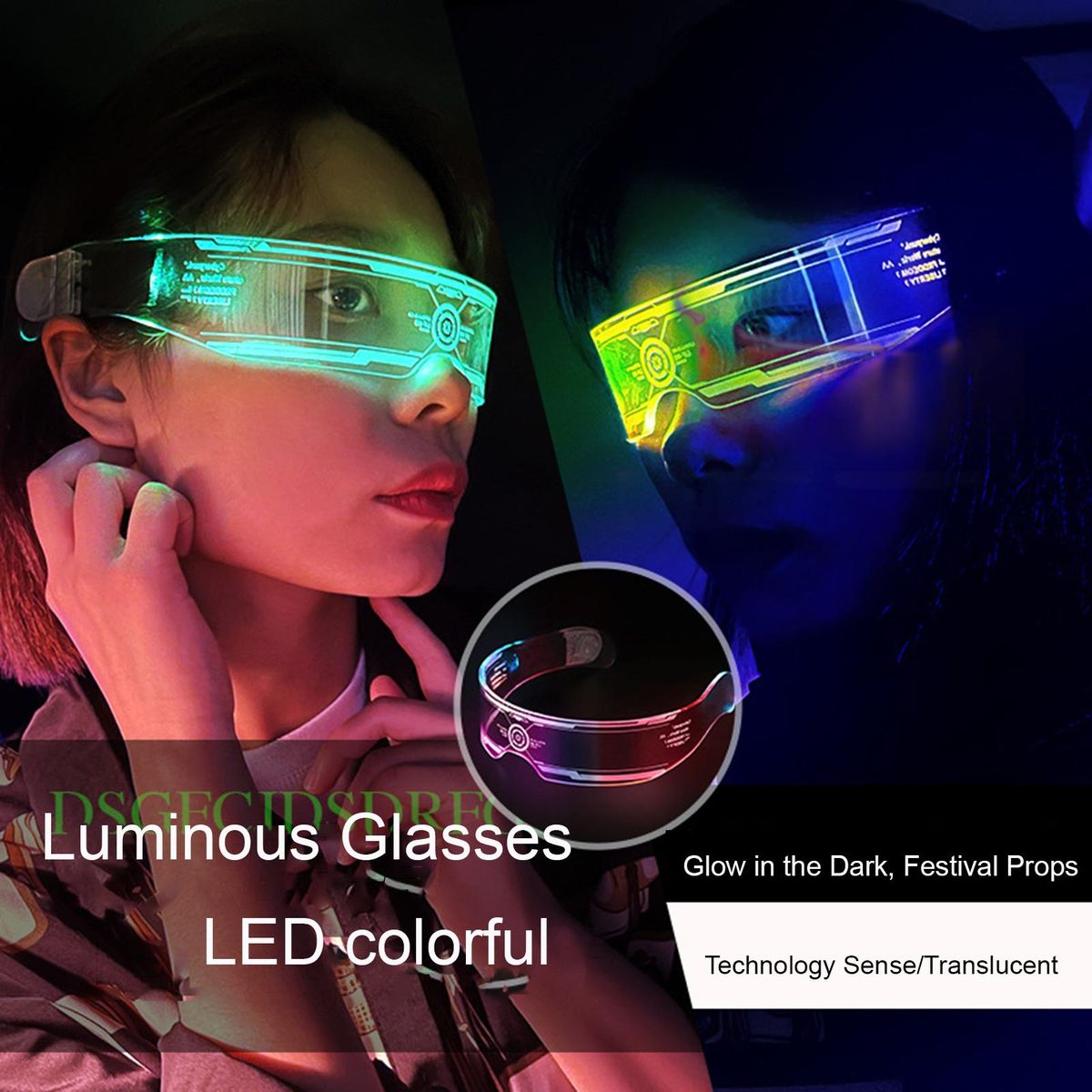Luminous Glasses LED Glasses Light Up Visor Eyeglasses
