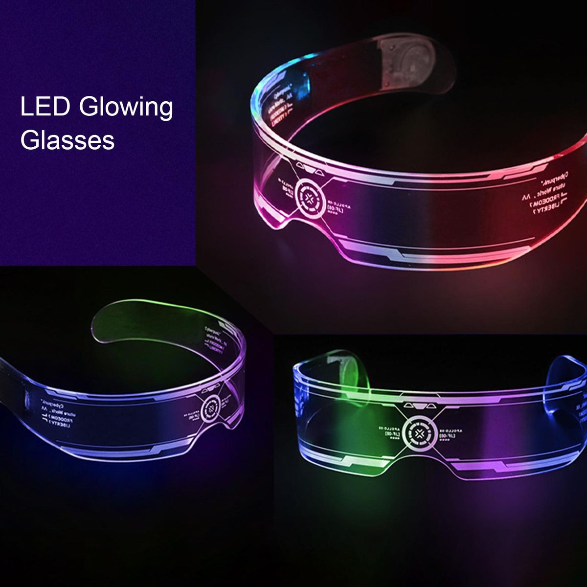 Luminous Glasses LED Glasses Light Up Visor Eyeglasses