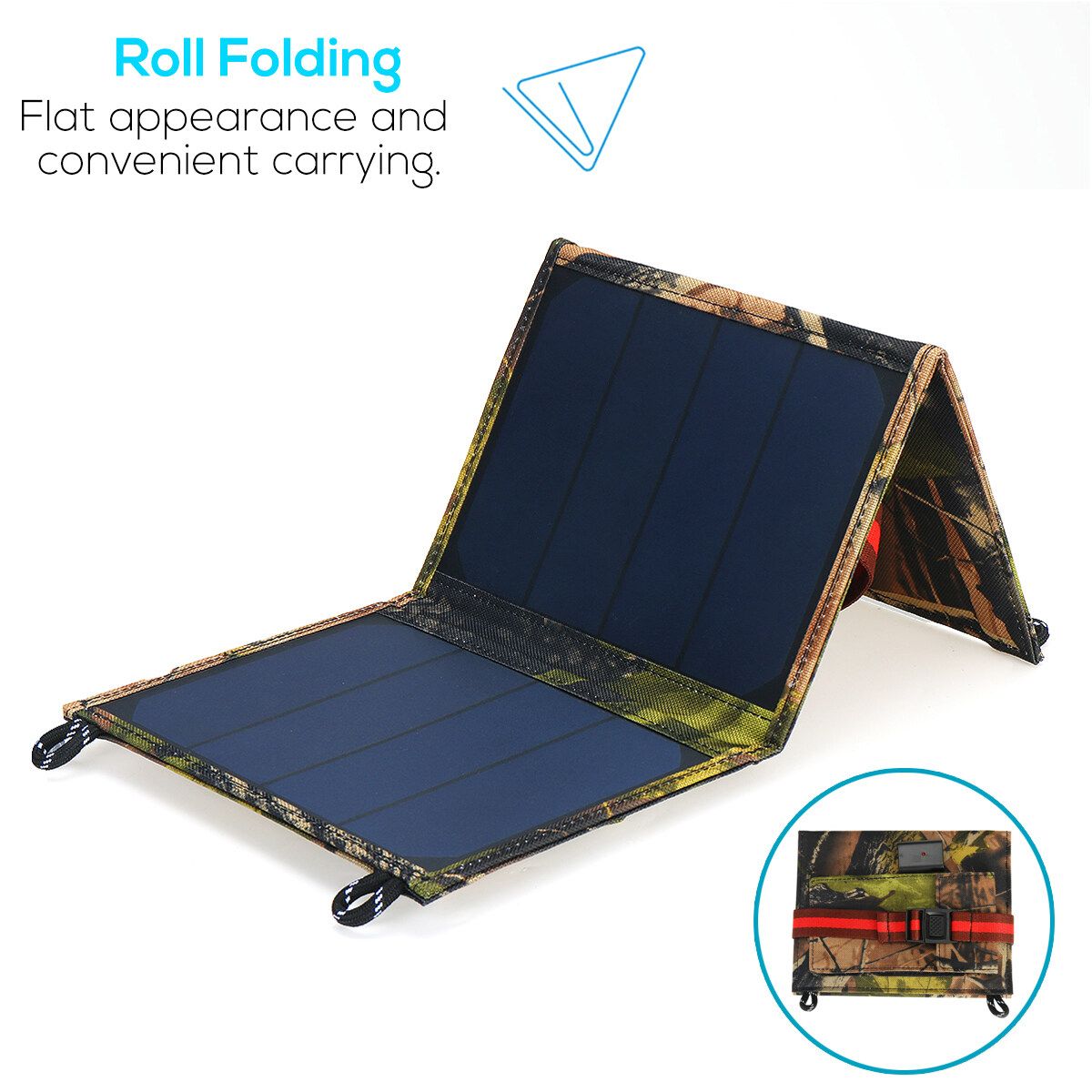 45W 3 Foldable Solar Panel USB Travel Outdoor Camping Phone Charger Travel