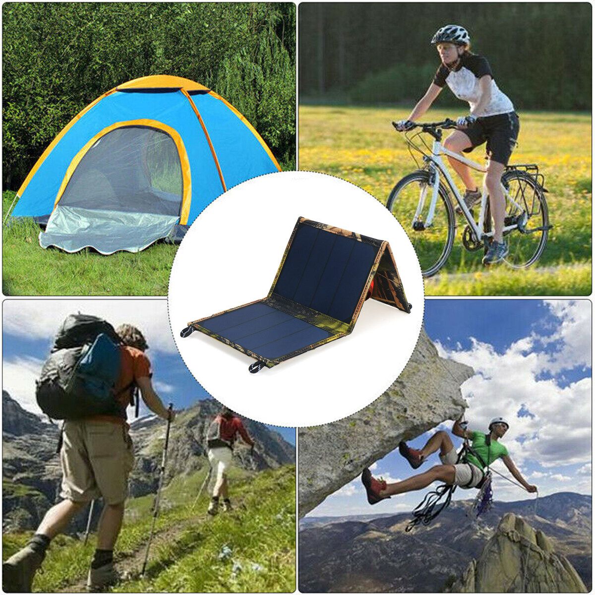 45W 3 Foldable Solar Panel USB Travel Outdoor Camping Phone Charger Travel