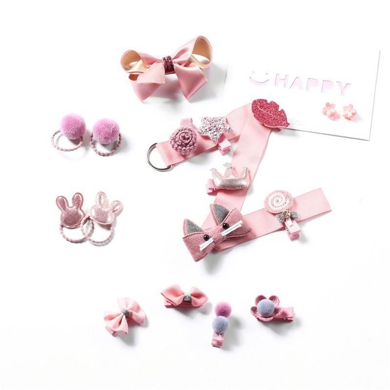 18Pcs/Set Children'S Fashion Hair Clip Girls Elastic Hair