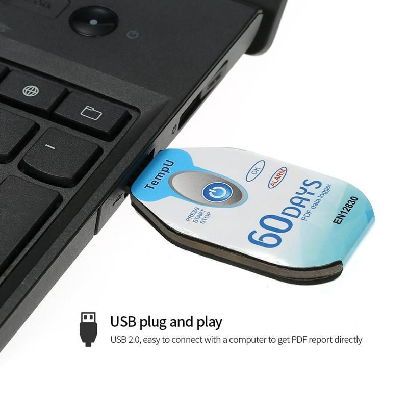 USB Temperature Data 60 Waterproof PDF Disposable Cold Chain Temperature Recorder 10000 Points for Medicine