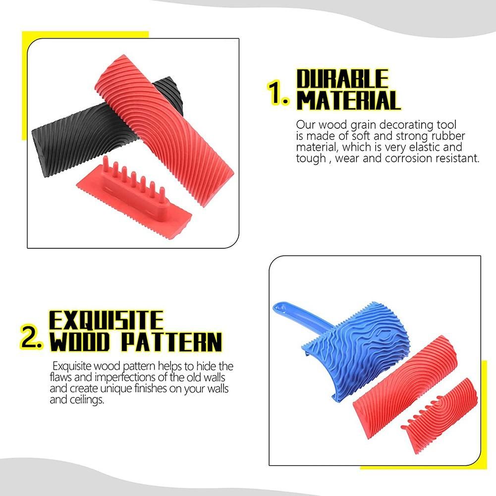 8 Pcs Wood Graining Painting Tool Set, Rubber Empaistic