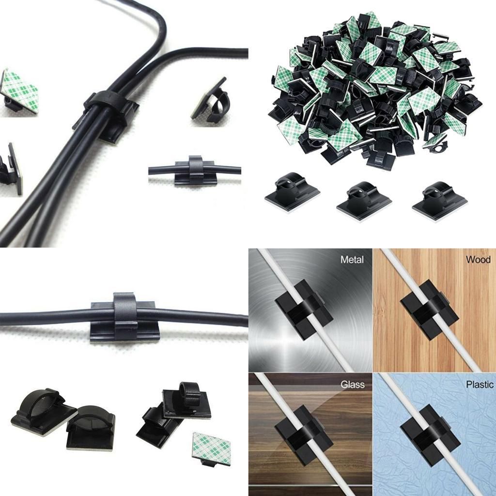 100pcs Wire Clips Cable Holder Clip Cord Organizer For