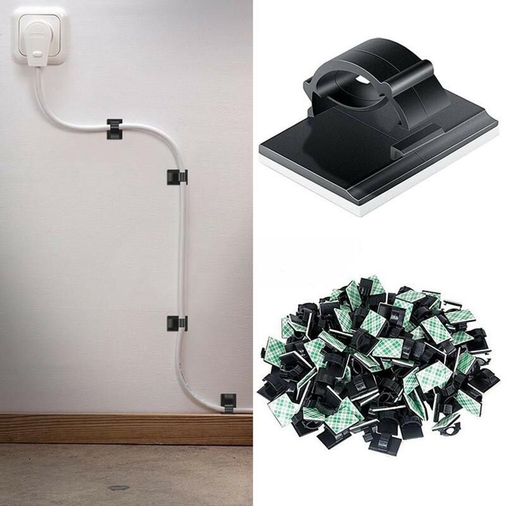 100pcs Wire Clips Cable Holder Clip Cord Organizer For