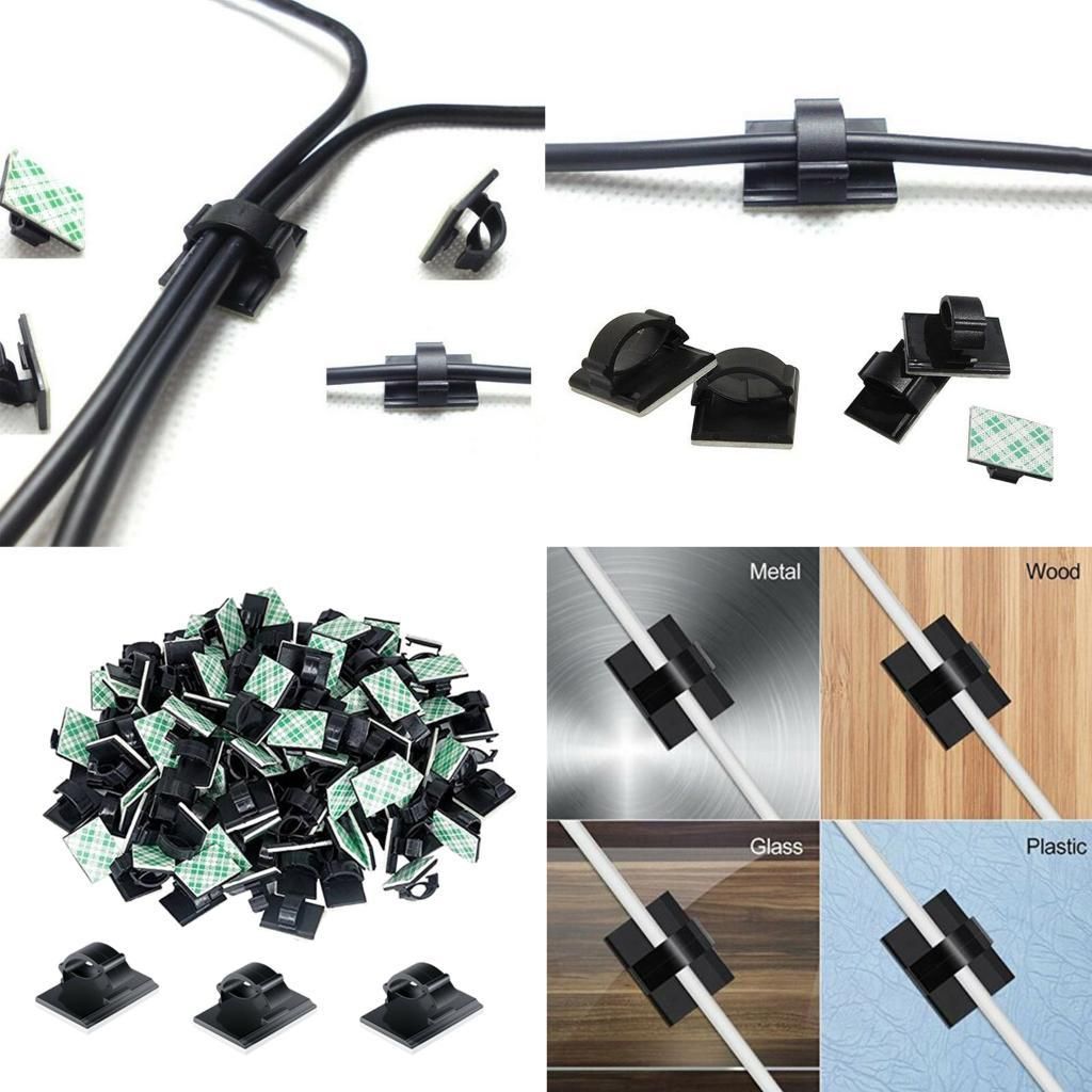 100pcs Wire Clips Cable Holder Clip Cord Organizer For