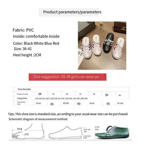 Women's Baotou Half-Drag Sandals And Slippers Black White White Red Edge