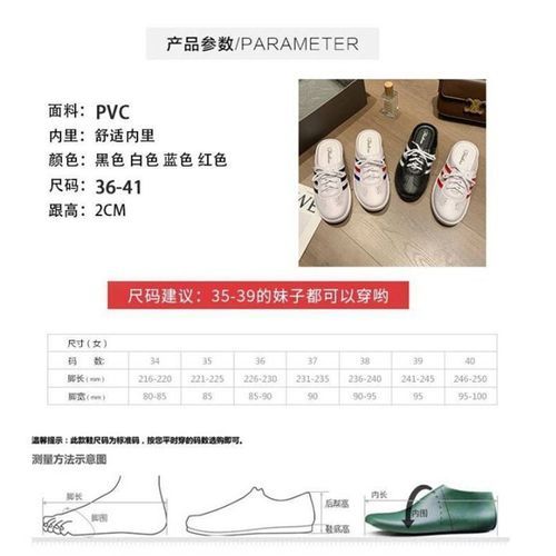 Women's Baotou Half-Drag Sandals And Slippers Black White White Red Edge