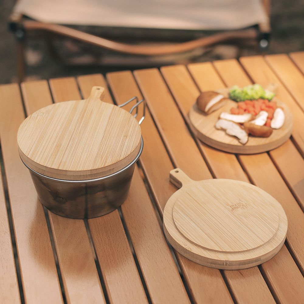 Thickening Bamboo Sierra Bowl Lid Easy Storage Outdoor