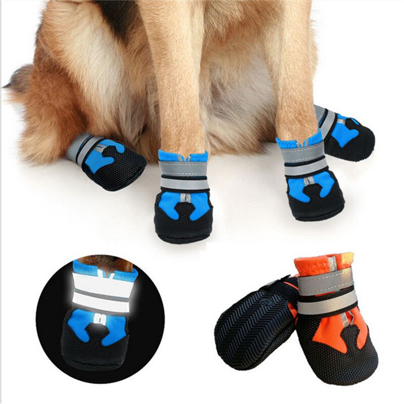 Anti-Slip Large Dog Booties Waterproof Paw Protectors Dog Shoes Adjustable L-2XL Blue