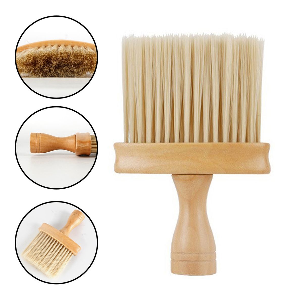 Cleaning Brush Hair Neck Cleaning Brush Car Dust Brush Salon Tool Wooden Color