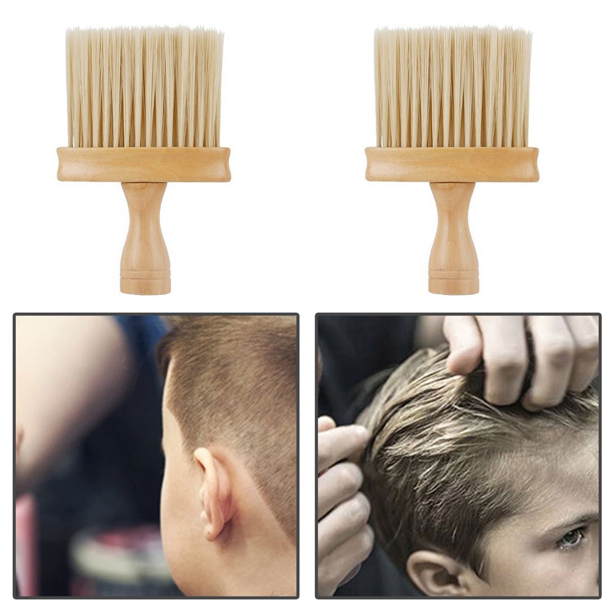 Cleaning Brush Hair Neck Cleaning Brush Car Dust Brush Salon Tool Wooden Color