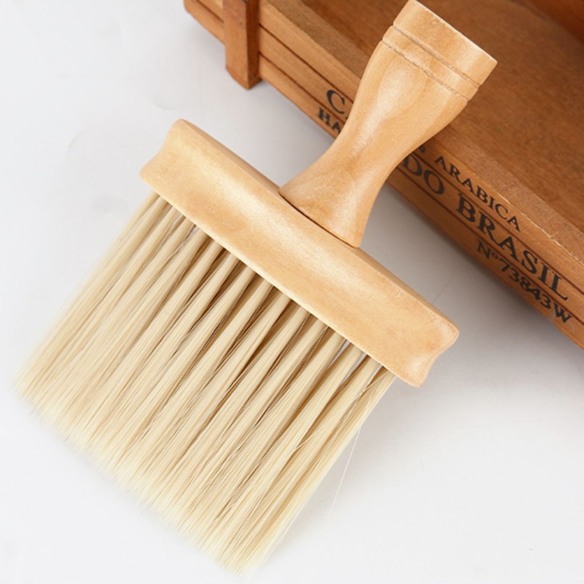 Cleaning Brush Hair Neck Cleaning Brush Car Dust Brush Salon Tool Wooden Color