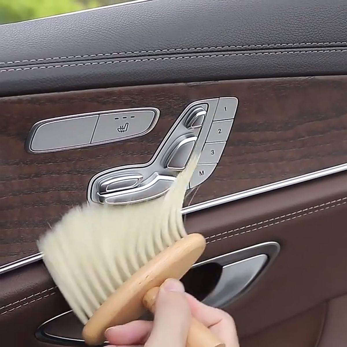 Cleaning Brush Hair Neck Cleaning Brush Car Dust Brush Salon Tool Wooden Color