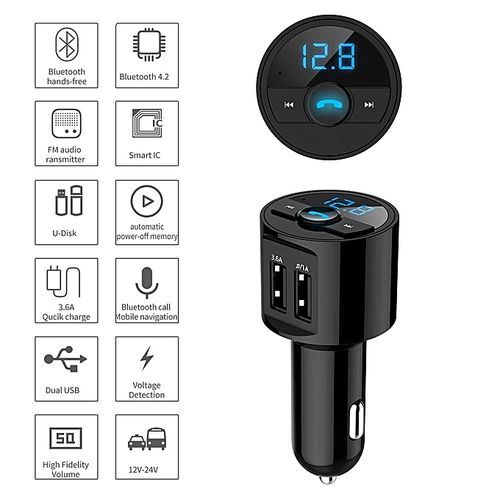 Dual USB Charger Car Kit Handsfree Wireless Bluetooth FM Transmitter MP3 Player By HT