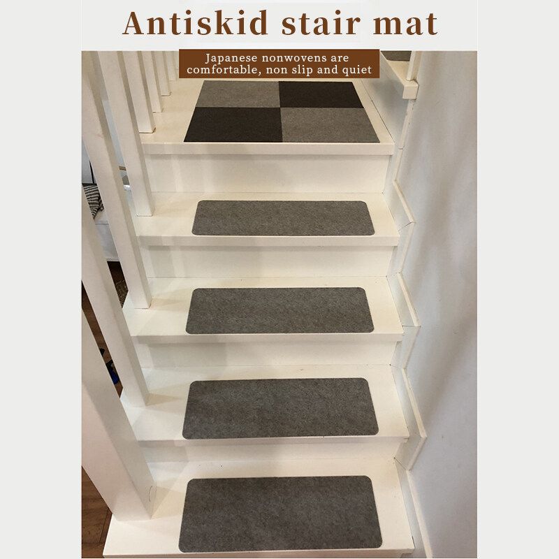 1Pcs Set Non Slip Rectangular Solid Doormat Self Adhesive Anti-Slip Stair Mats -- Dark Grey/ Light Grey Light Grey