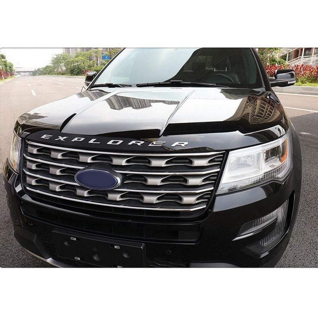 Explorer Car Emblem Front Hood Emblem 3D Letters Explorer Sticker Fit for Ford 2011-2019 Explorer Gloss Silver