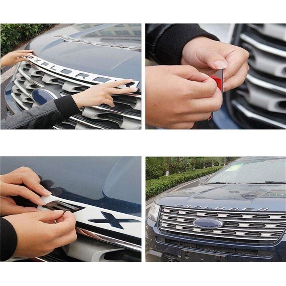 Explorer Car Emblem Front Hood Emblem 3D Letters Explorer Sticker Fit for Ford 2011-2019 Explorer Gloss Silver
