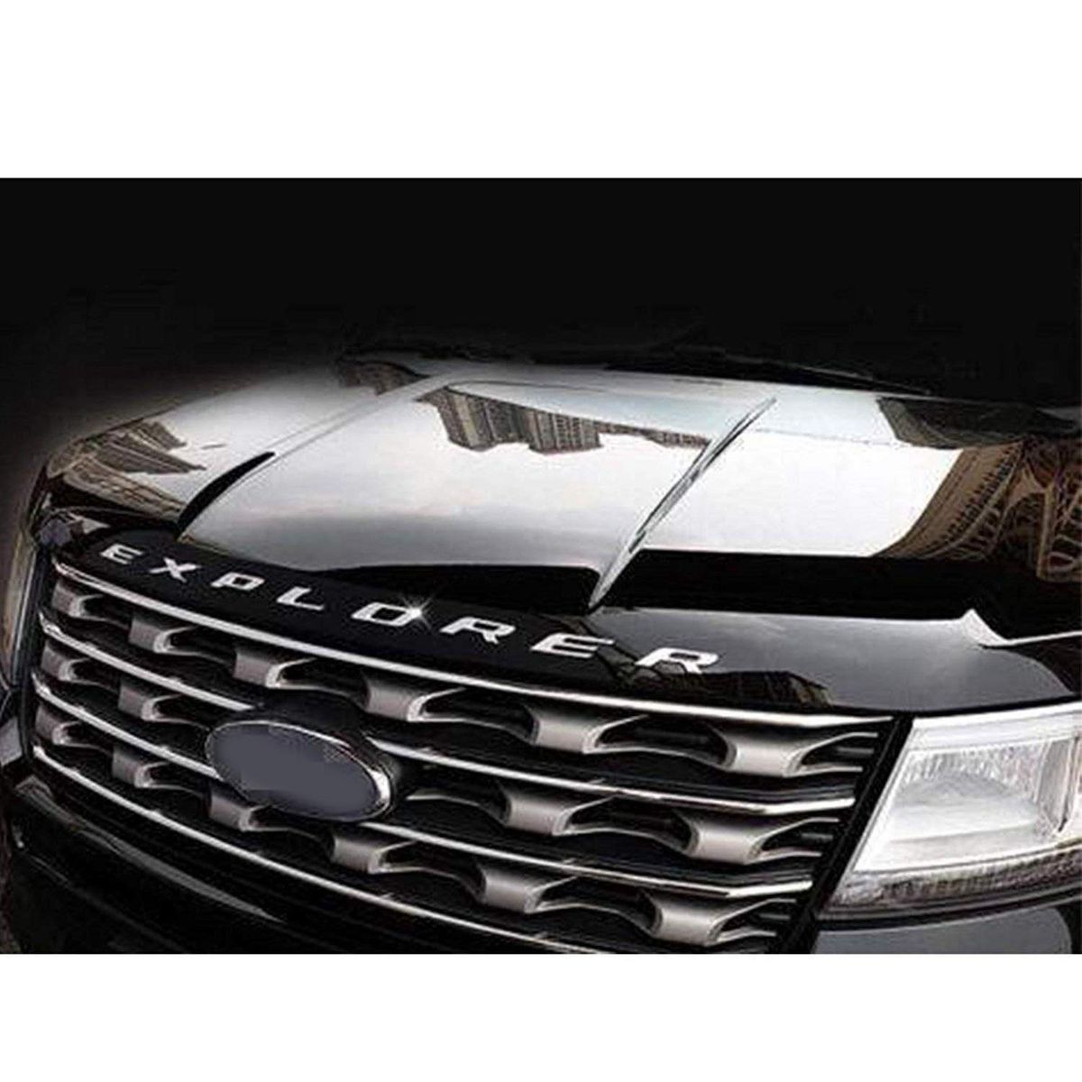 Explorer Car Emblem Front Hood Emblem 3D Letters Explorer Sticker Fit for Ford 2011-2019 Explorer Gloss Silver