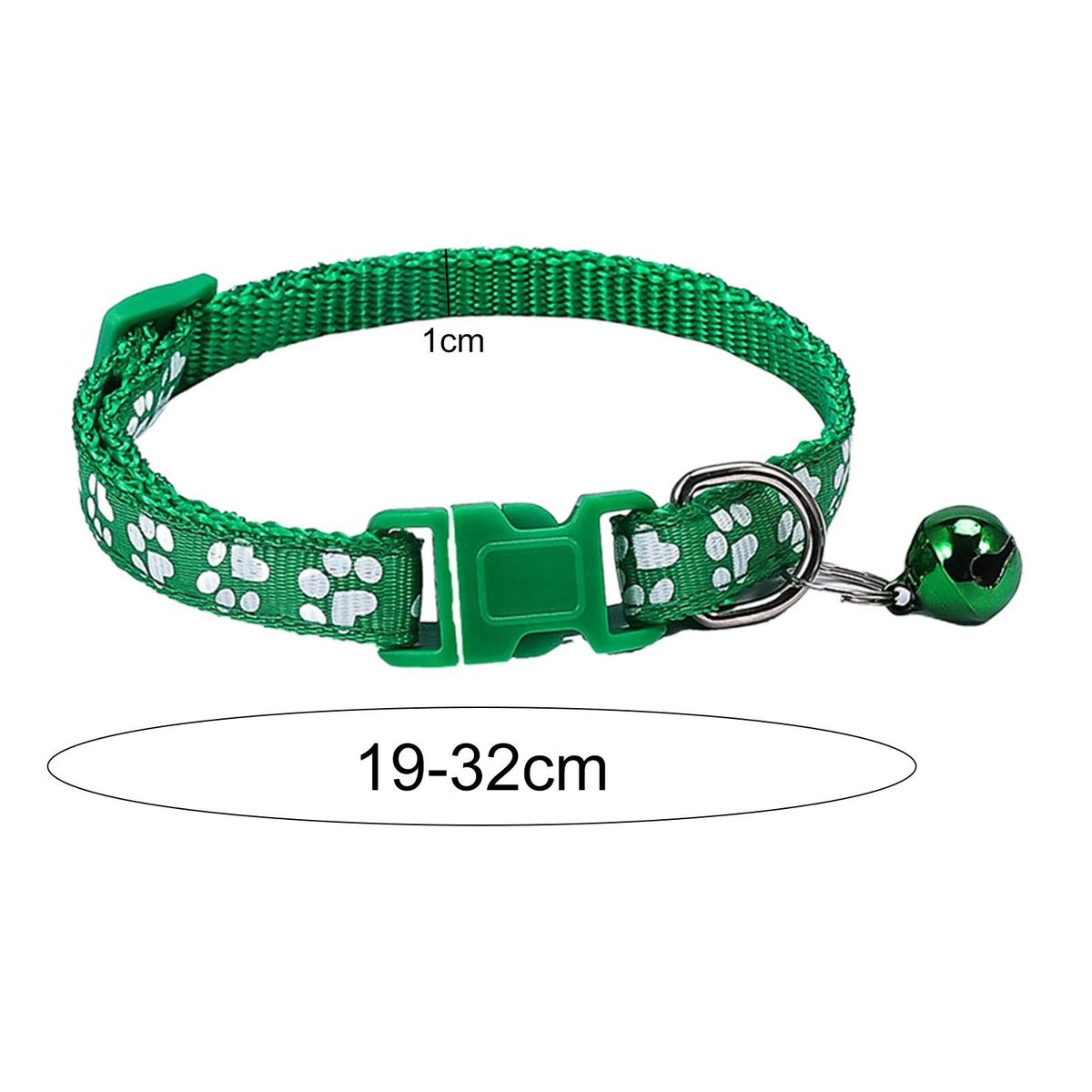 2Pcs Dog Neck Strap Paw Pattern Pet Cat Dog Collar Strap Green