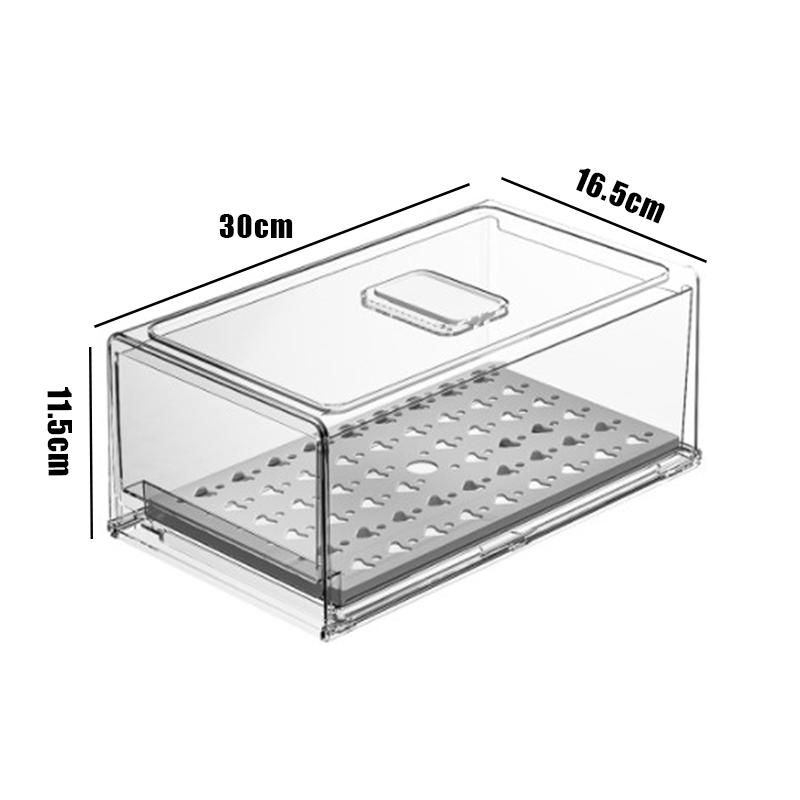 Clear Refrigerator Storage Box Drawer Design Drain Stacking