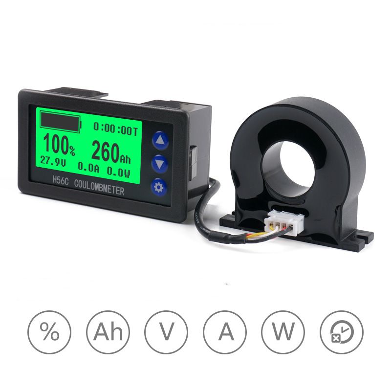 12V 24V 36V 48V Battery Monitor Hall Coulomb Meter DC8-100V