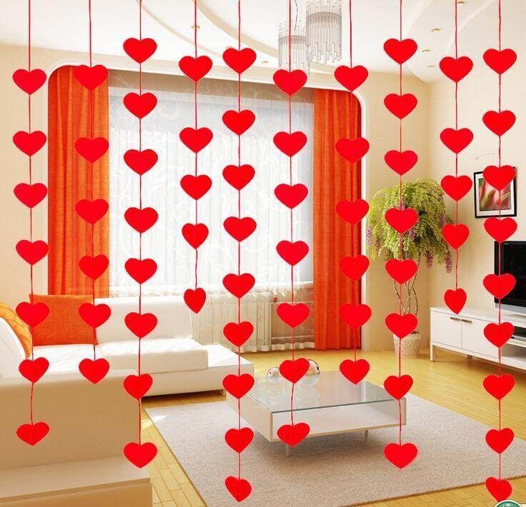 2m Red Heart Curtain Hanging Decal