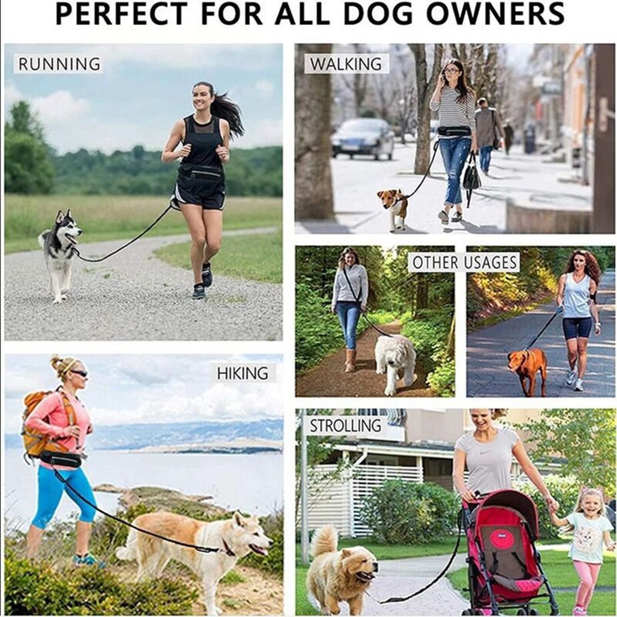 Adjustable Waist Belt Hands Free Dog Leash For Running