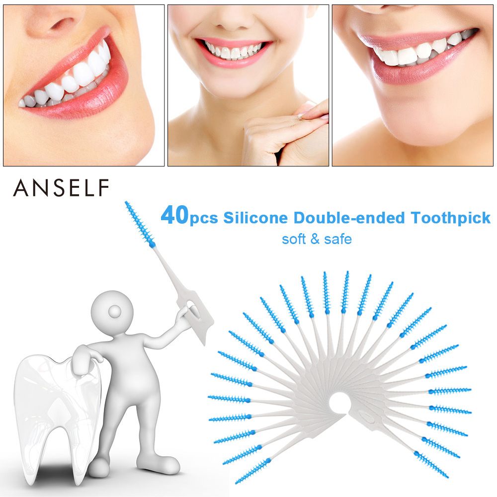 40pcs Double-ended Toothpick Soft Silicone Tooth Picks