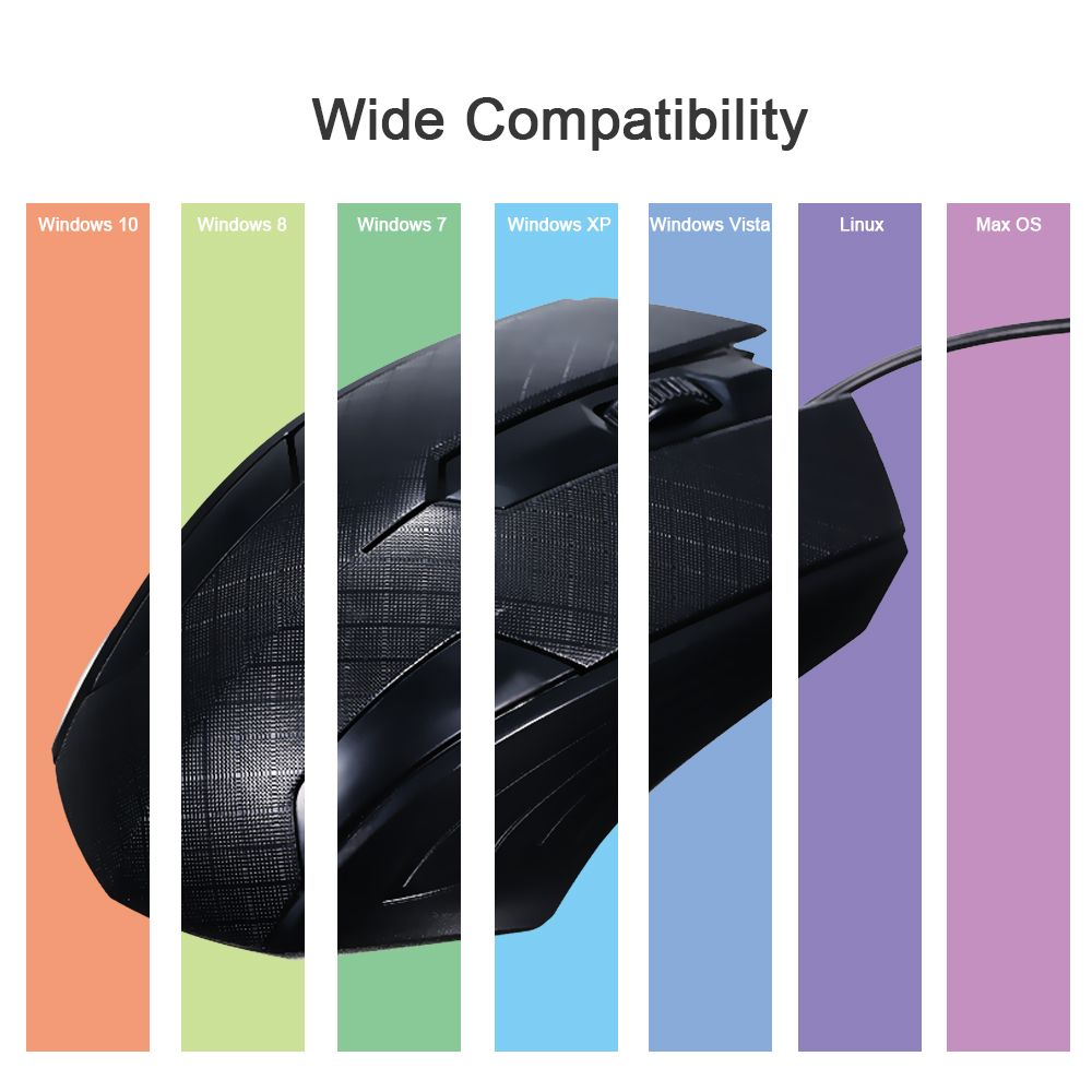 3-Button USB Optical Wired Mouse With 1.1M Cord Compatible