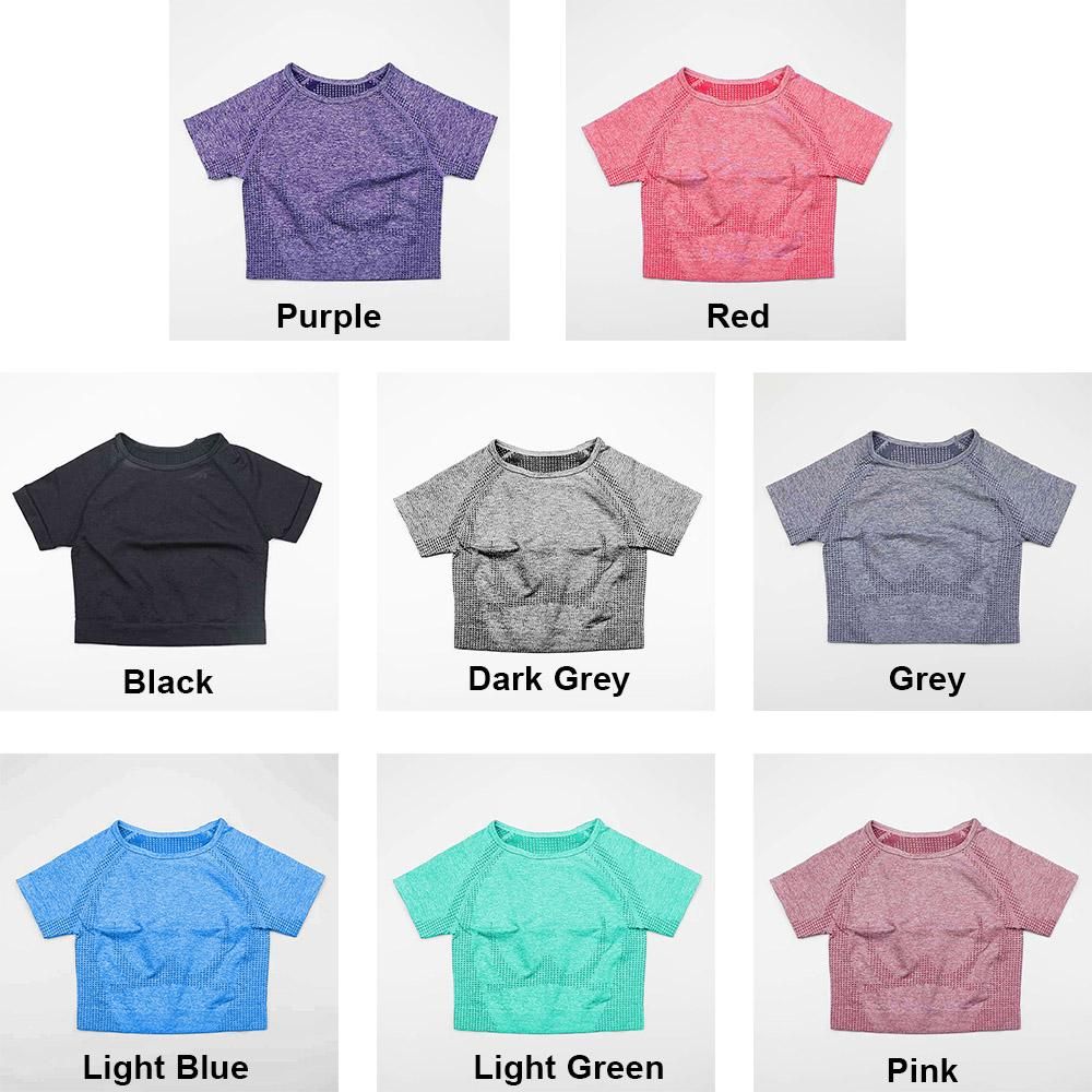 Women Yoga Shirt Quick Dry Breathable Bodycon O Neck Short Sleeve Crop Top Workout Gym Running T-Shirt Sportswear