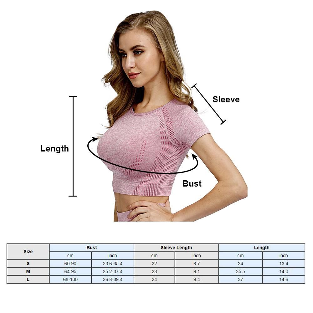 Women Yoga Shirt Quick Dry Breathable Bodycon O Neck Short Sleeve Crop Top Workout Gym Running T-Shirt Sportswear