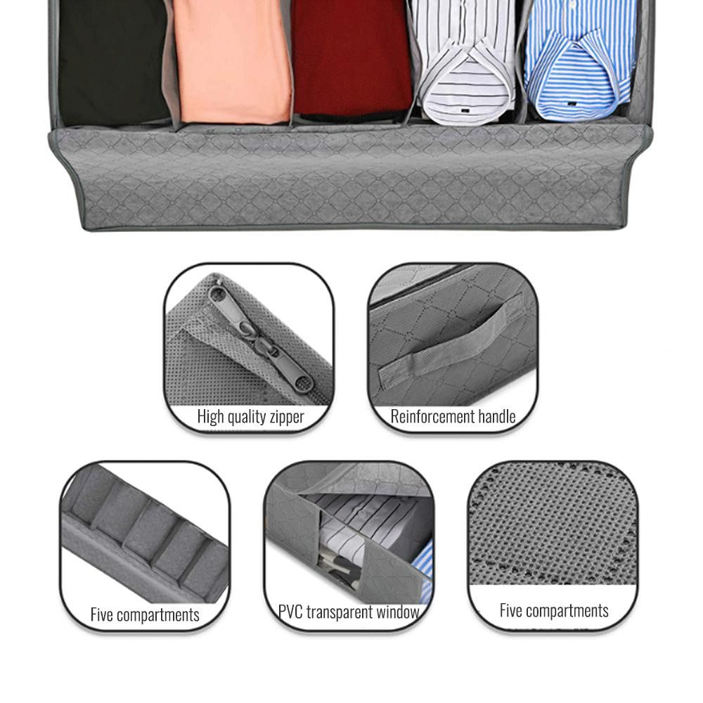 NonWoven Under Bed Storage Bag Quilt Blanket Clothes Storage Bin Box Divider Folding Closet Organizer Clothing Container Large