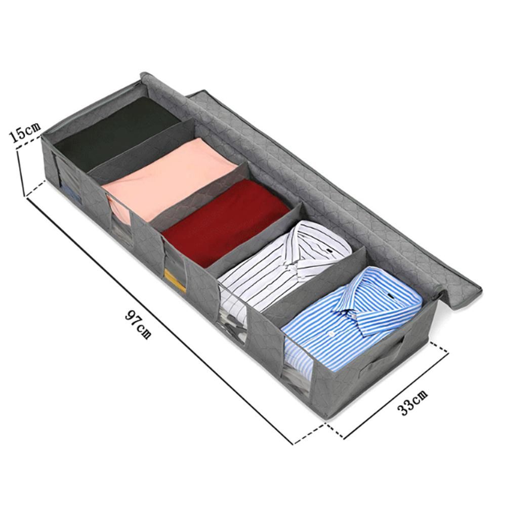 NonWoven Under Bed Storage Bag Quilt Blanket Clothes Storage Bin Box Divider Folding Closet Organizer Clothing Container Large
