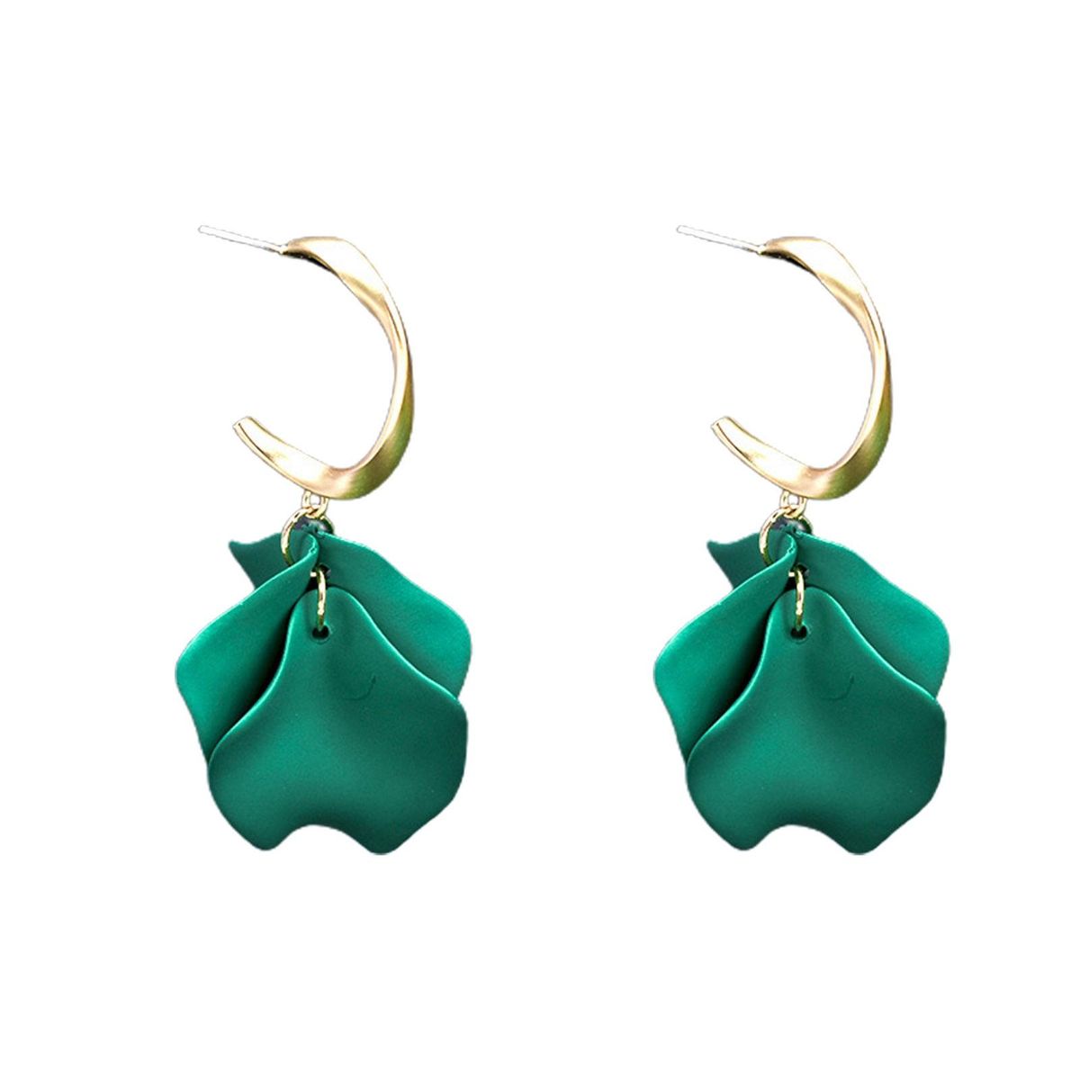 1 Pair Pendant Earrings Sweet Exquisite Piercing Rose-Green