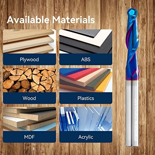 YOKISHUN CNC Router Bits Carbide Ball Nose End Mill With Nan