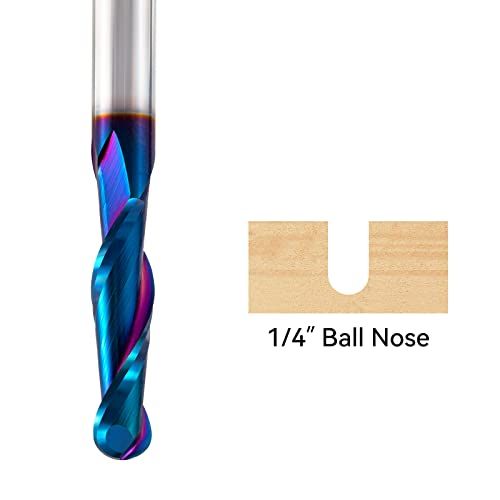 YOKISHUN CNC Router Bits Carbide Ball Nose End Mill With Nan