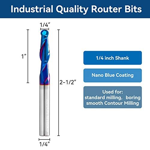 YOKISHUN CNC Router Bits Carbide Ball Nose End Mill With Nan