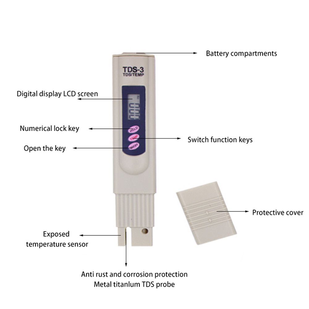 TDS Digital Water Quality Tester Pen PH Analysis Meter Purity Temperature Meter Portable Digital PH Tester Pen Drinking Water