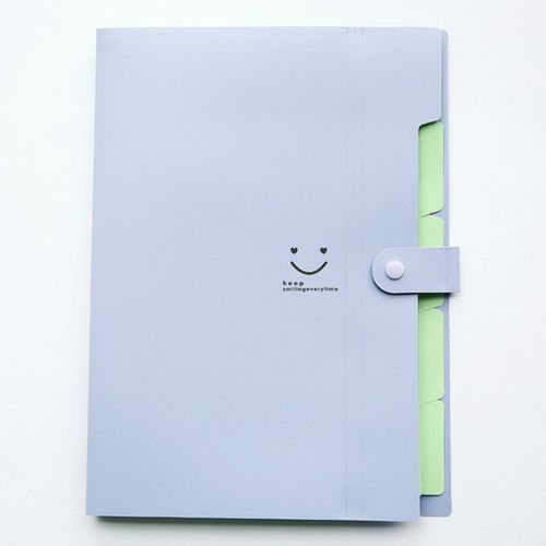 Candy-colored Smiling Face Multi-layer Portfolio Pouch Plastic Information Book File Folder(Purple)