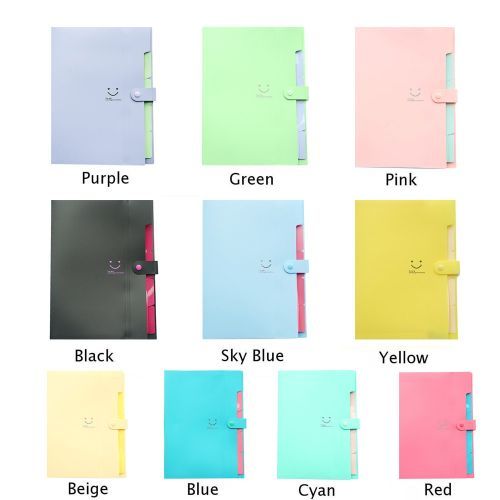 Candy-colored Smiling Face Multi-layer Portfolio Pouch Plastic Information Book File Folder(Purple)