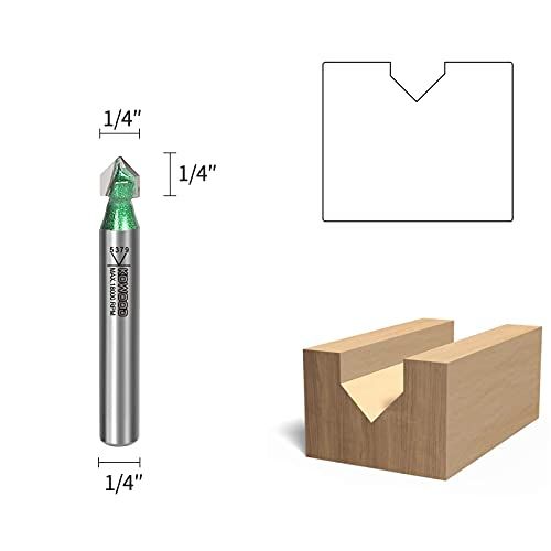 KOWOOD Pro 90 V Grooving Bit Set 4 Pcs 14 Inch Shank 14 12 3