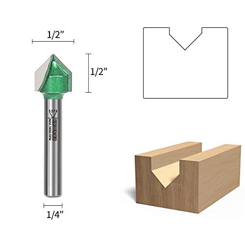 KOWOOD Pro 90 V Grooving Bit Set 4 Pcs 14 Inch Shank 14 12 3